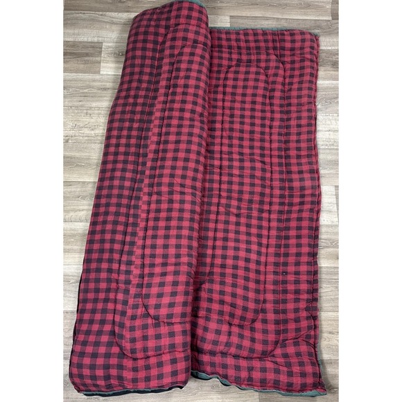 Vintage 70s Coleman Sleeping Bag Green Red Plaid Flannel Camping Outdoors Hiking - Picture 8 of 16